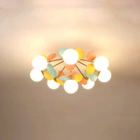 Plafonnier Branche Florale Design Verre Métal, Éclairage Décoratif