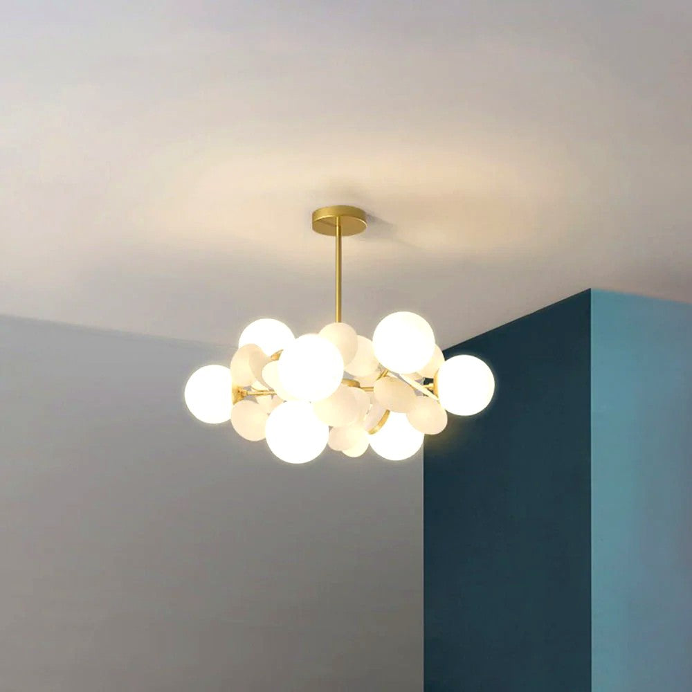 Plafonnier Branche Florale Design Verre Métal, Éclairage Décoratif