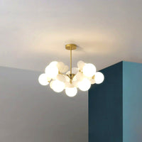 Plafonnier Branche Florale Design Verre Métal, Éclairage Décoratif