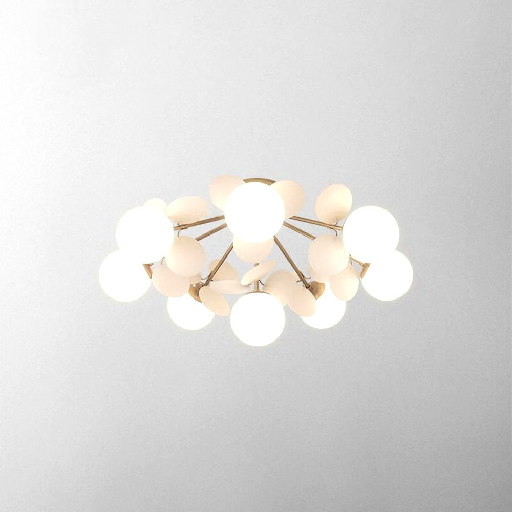 Plafonnier Branche Florale Design Verre Métal, Éclairage Décoratif
