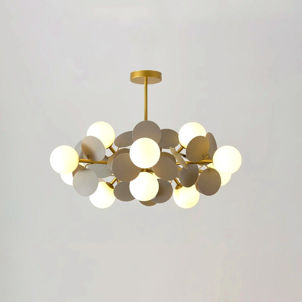 Plafonnier Branche Florale Design Verre Métal, Éclairage Décoratif