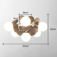 Plafonnier Branche Florale Design Verre Métal, Éclairage Décoratif
