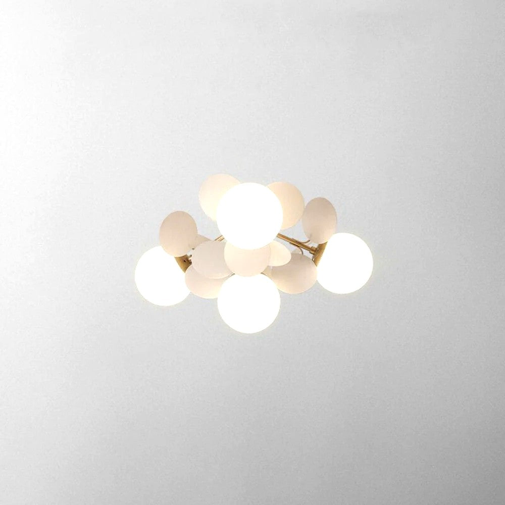 Plafonnier Branche Florale Design Verre Métal, Éclairage Décoratif