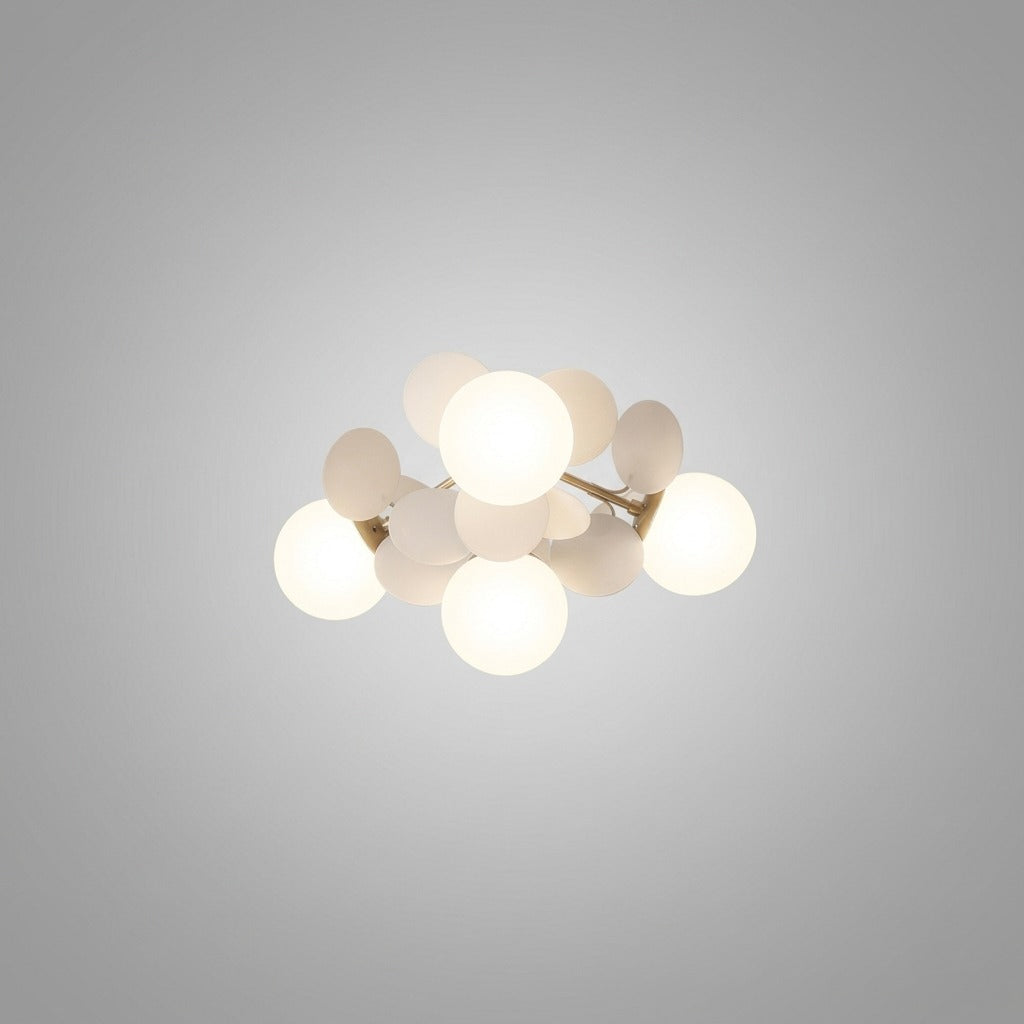 Plafonnier Branche Florale Design Verre Métal, Éclairage Décoratif