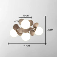 Plafonnier Branche Florale Design Verre Métal, Éclairage Décoratif