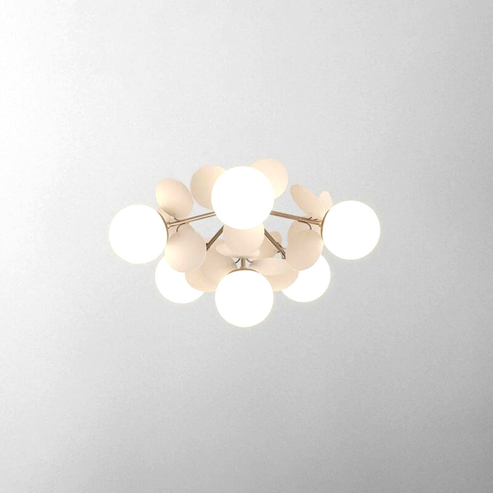 Plafonnier Branche Florale Design Verre Métal, Éclairage Décoratif