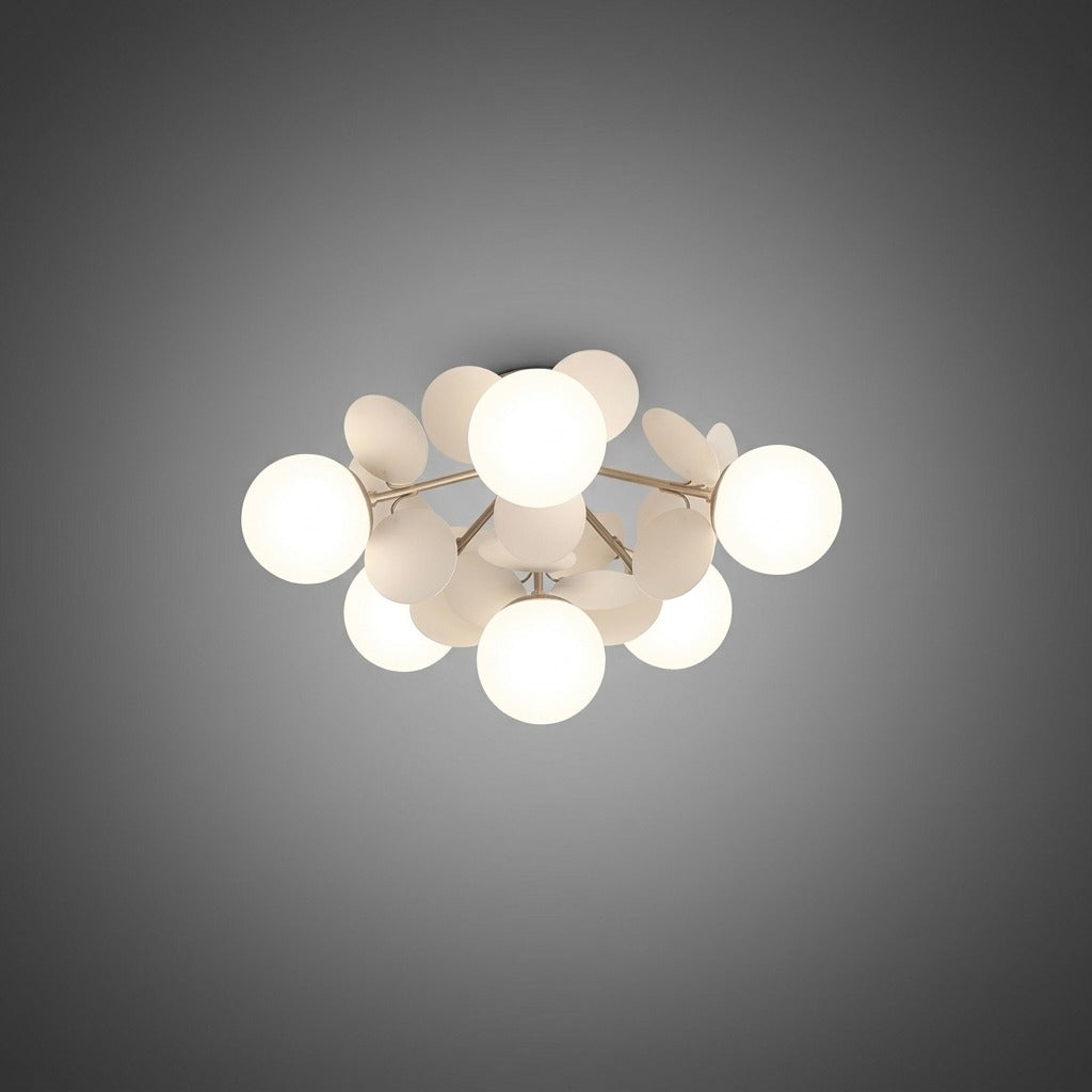 Plafonnier Branche Florale Design Verre Métal, Éclairage Décoratif