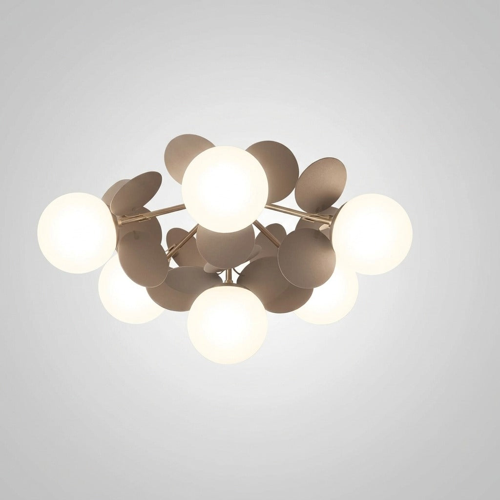 Plafonnier Branche Florale Design Verre Métal, Éclairage Décoratif