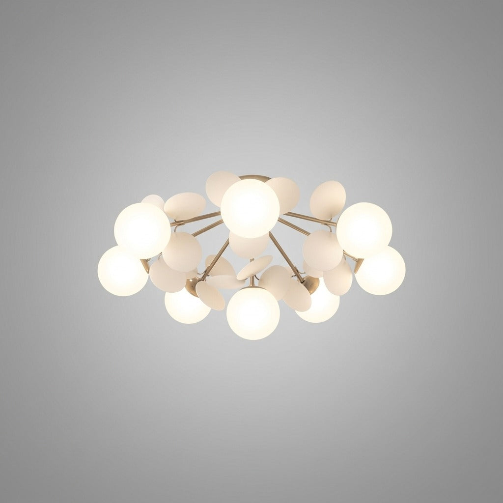 Plafonnier Branche Florale Design Verre Métal, Éclairage Décoratif