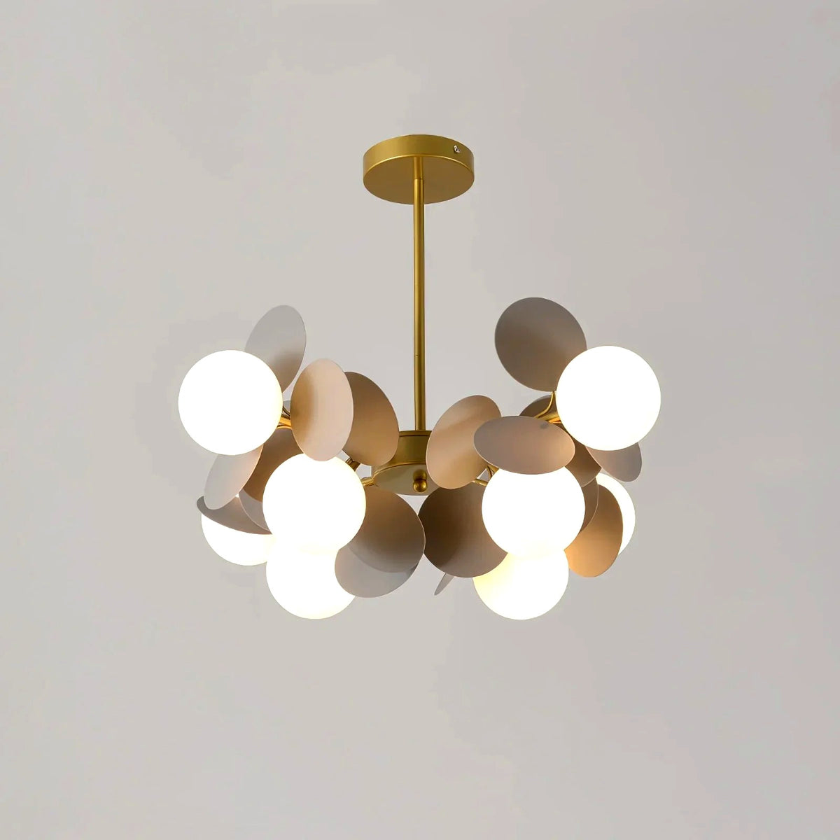 Plafonnier Branche Florale Design Verre Métal, Éclairage Décoratif