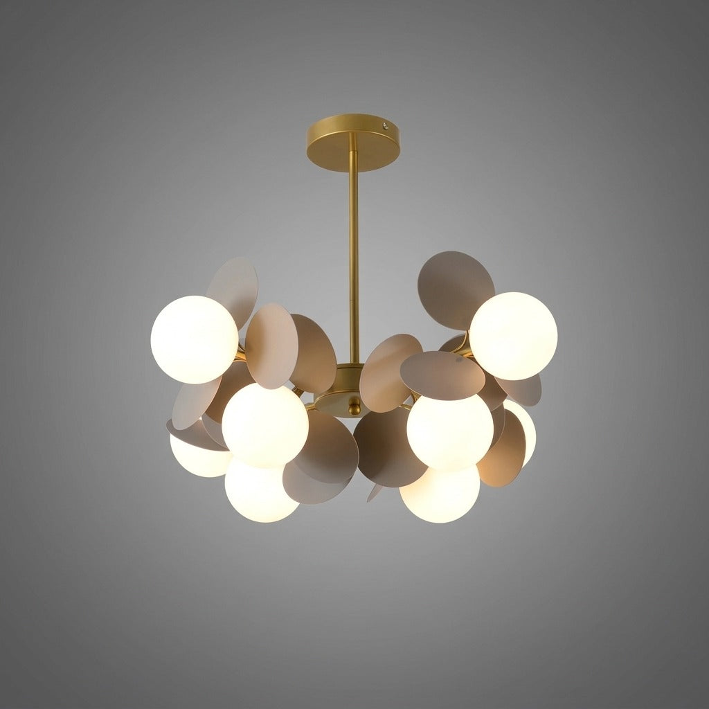 Plafonnier Branche Florale Design Verre Métal, Éclairage Décoratif