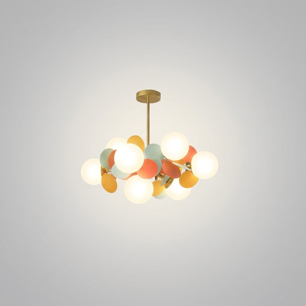 Plafonnier Branche Florale Design Verre Métal, Éclairage Décoratif