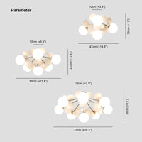 Plafonnier Branche Florale Design Verre Métal, Éclairage Décoratif