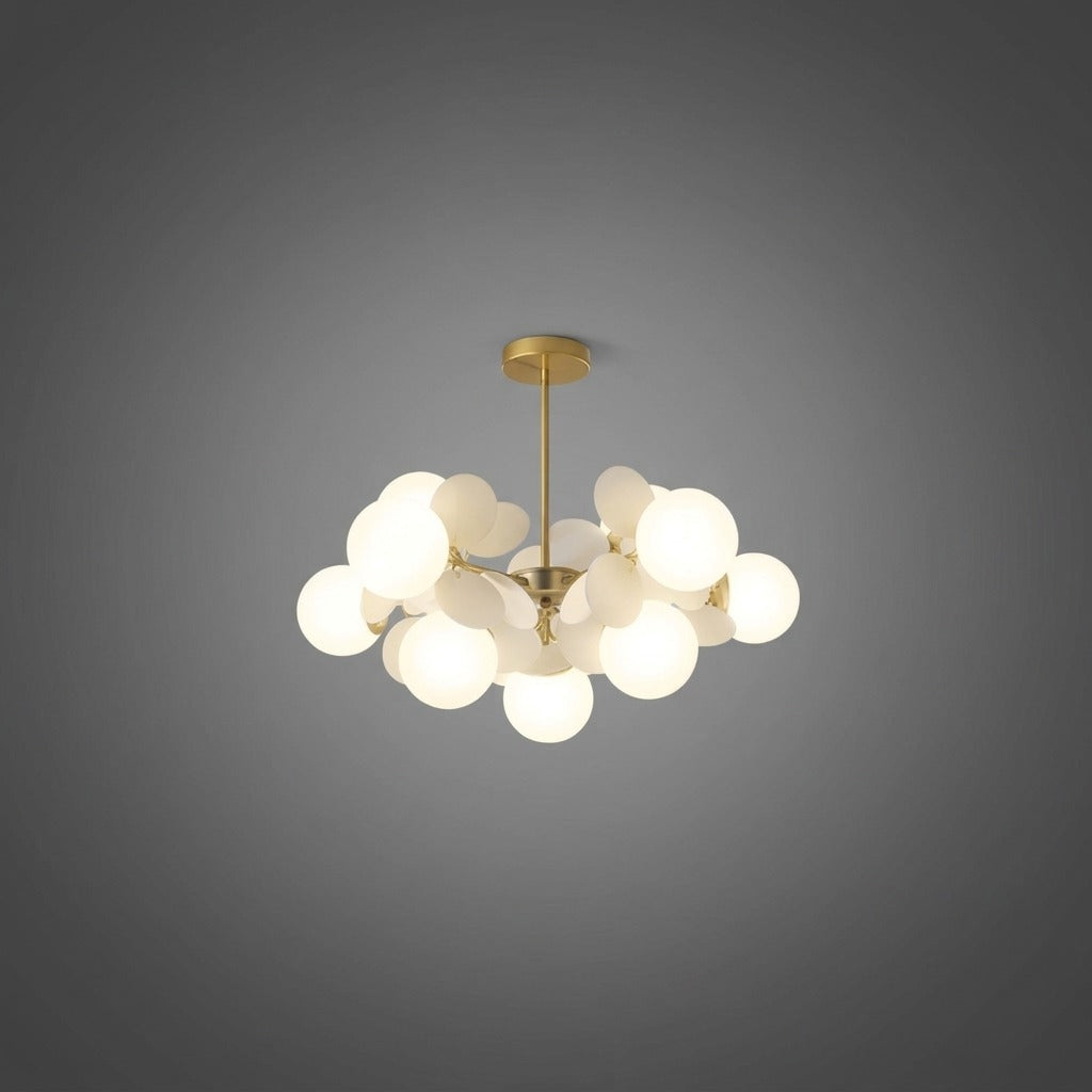 Plafonnier Branche Florale Design Verre Métal, Éclairage Décoratif