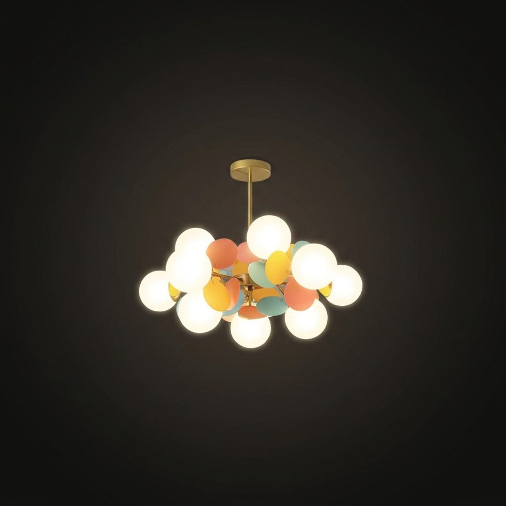 Plafonnier Branche Florale Design Verre Métal, Éclairage Décoratif