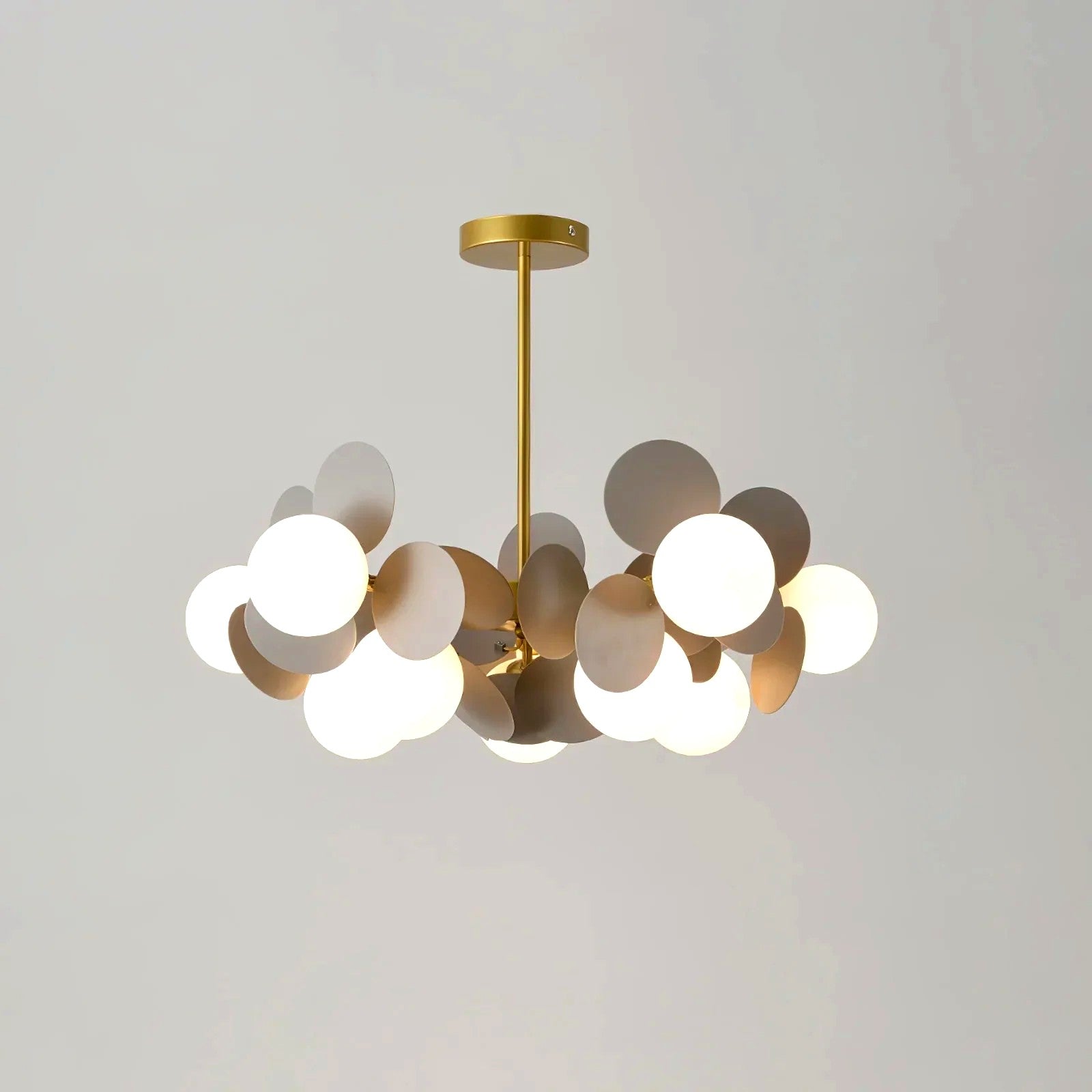Plafonnier Branche Florale Design Verre Métal, Éclairage Décoratif
