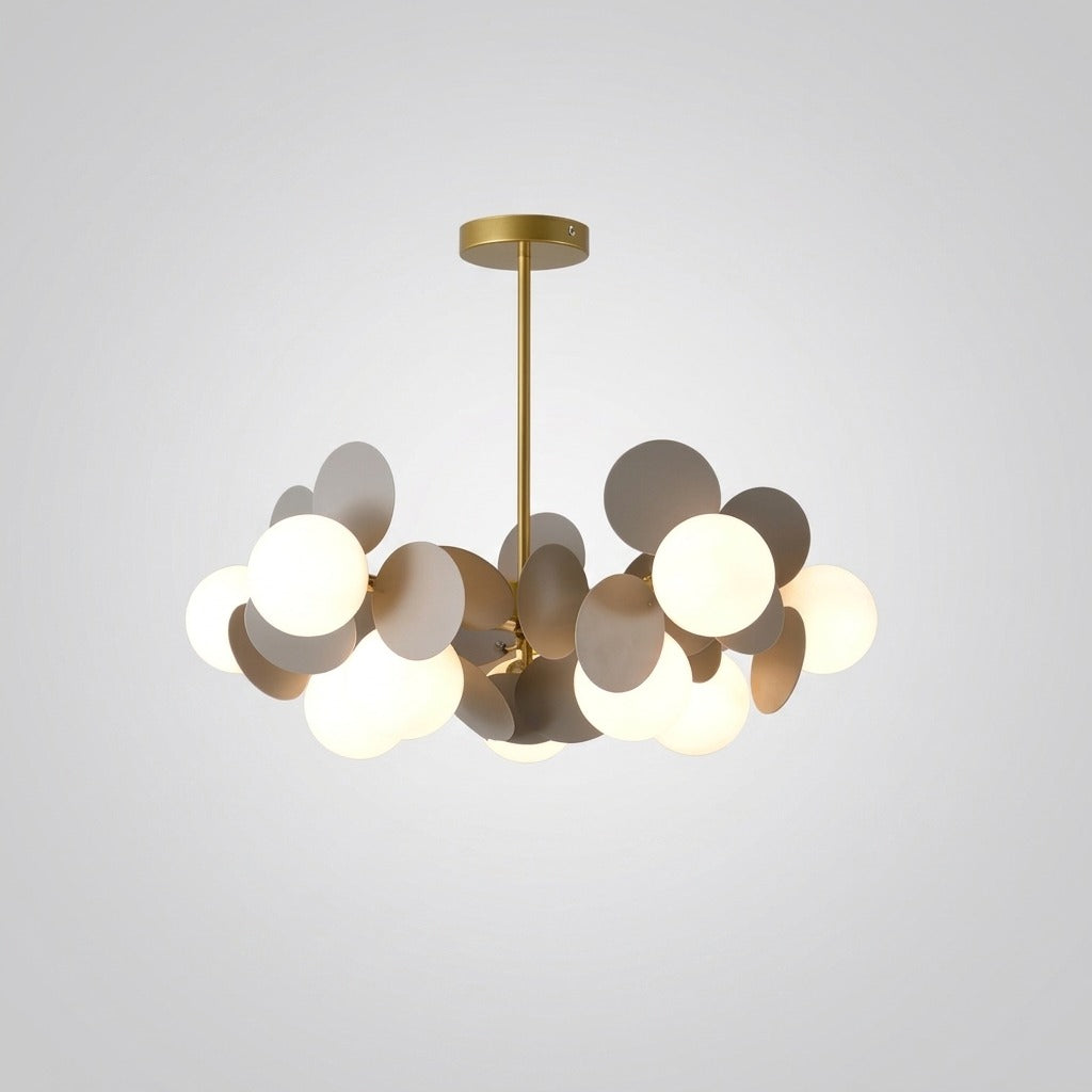 Plafonnier Branche Florale Design Verre Métal, Éclairage Décoratif