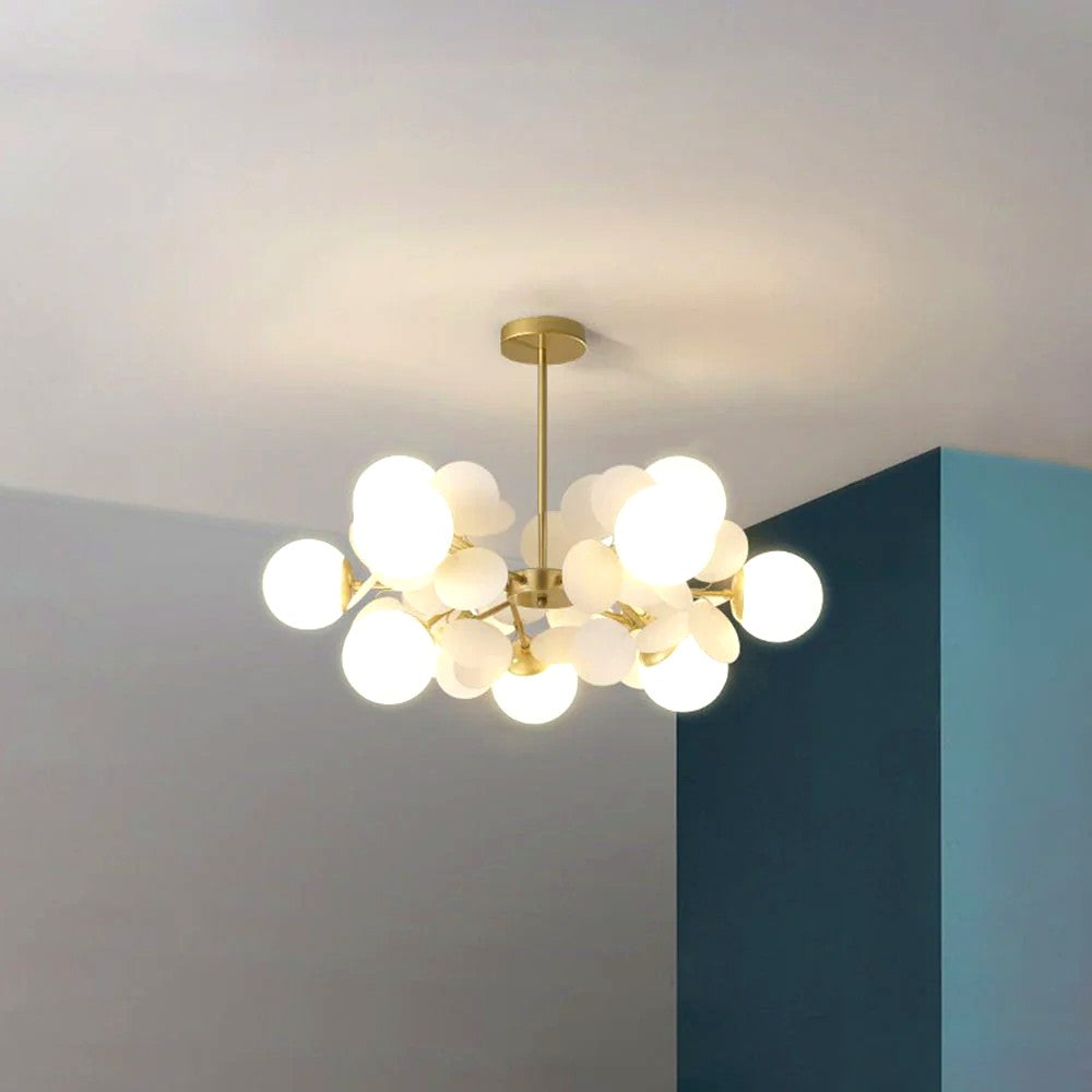 Plafonnier Branche Florale Design Verre Métal, Éclairage Décoratif