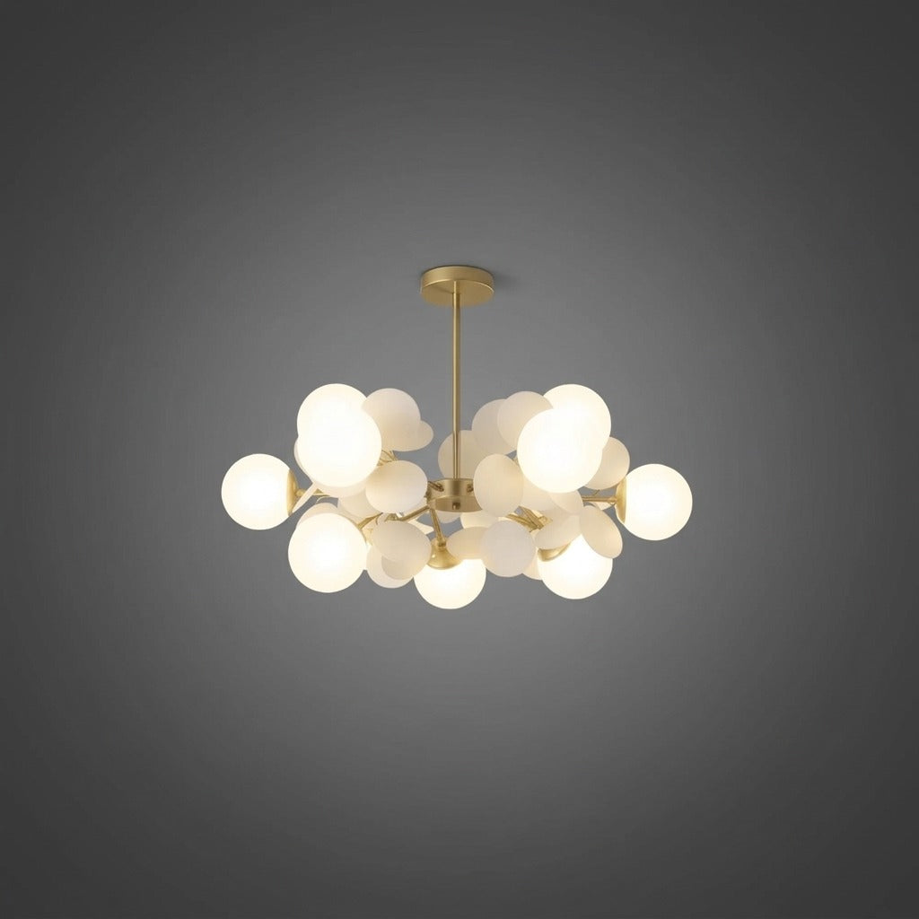 Plafonnier Branche Florale Design Verre Métal, Éclairage Décoratif
