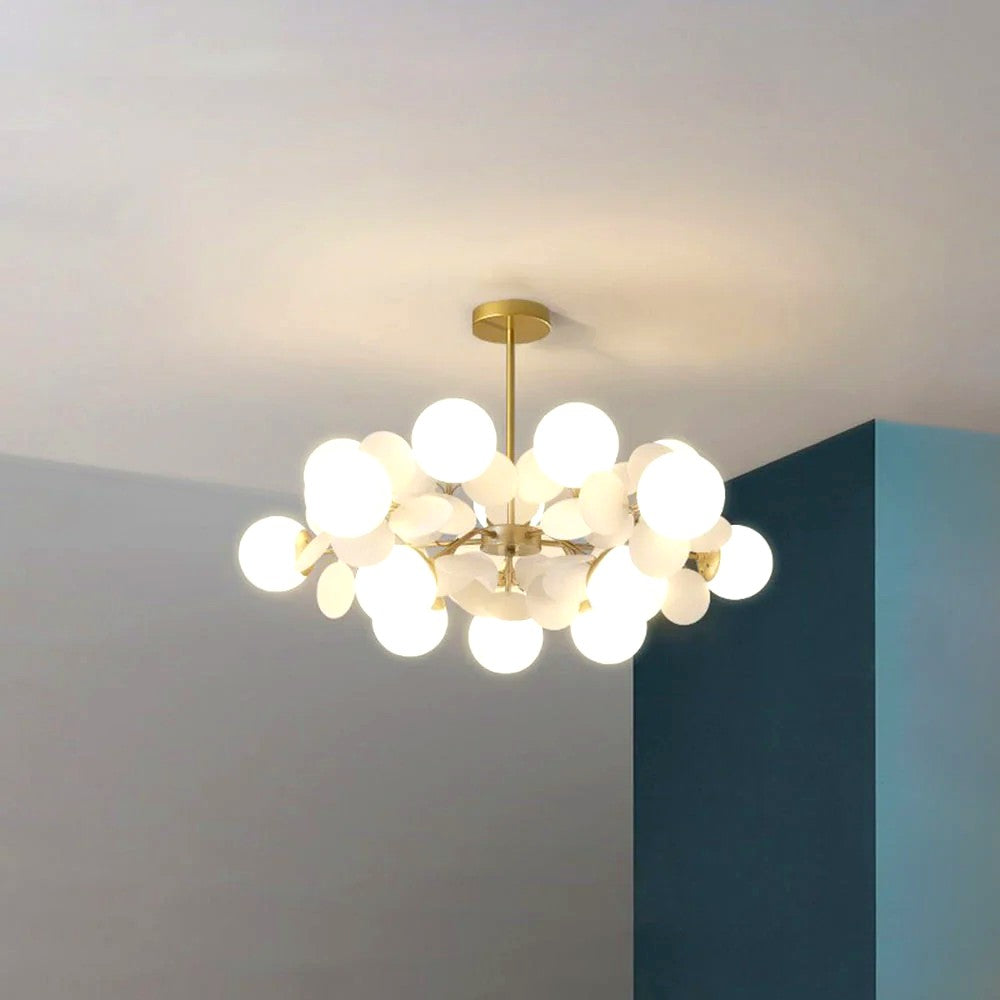 Plafonnier Branche Florale Design Verre Métal, Éclairage Décoratif