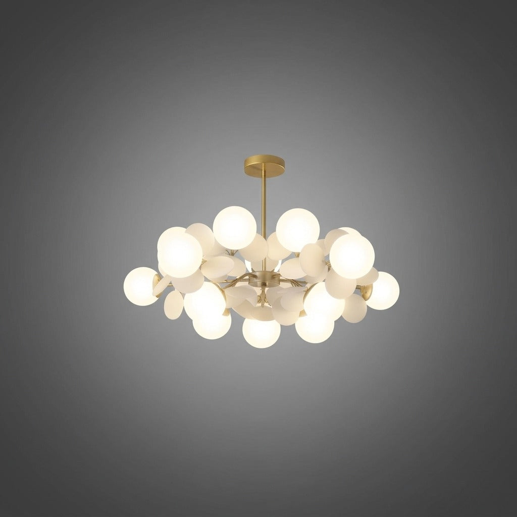 Plafonnier Branche Florale Design Verre Métal, Éclairage Décoratif