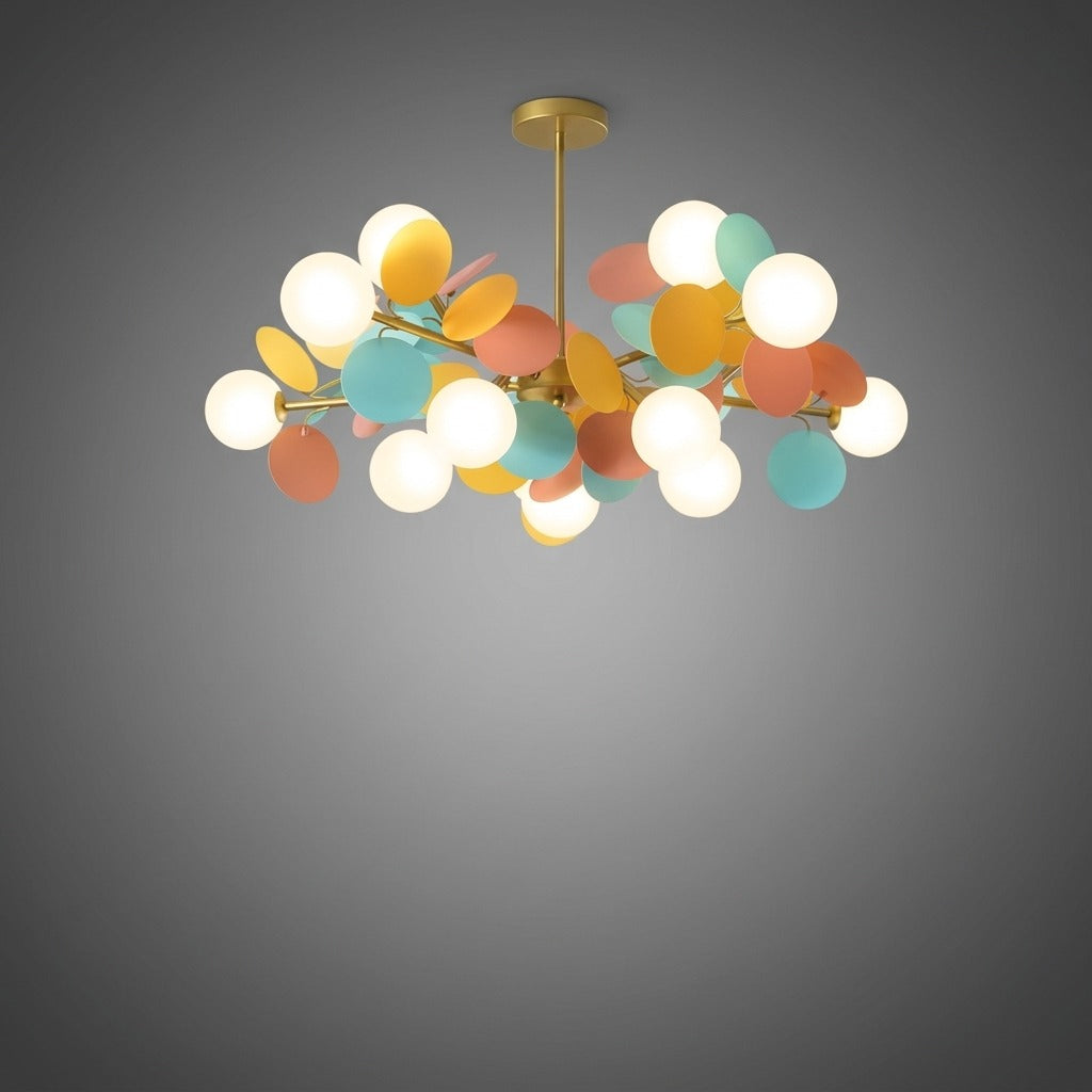 Plafonnier Branche Florale Design Verre Métal, Éclairage Décoratif