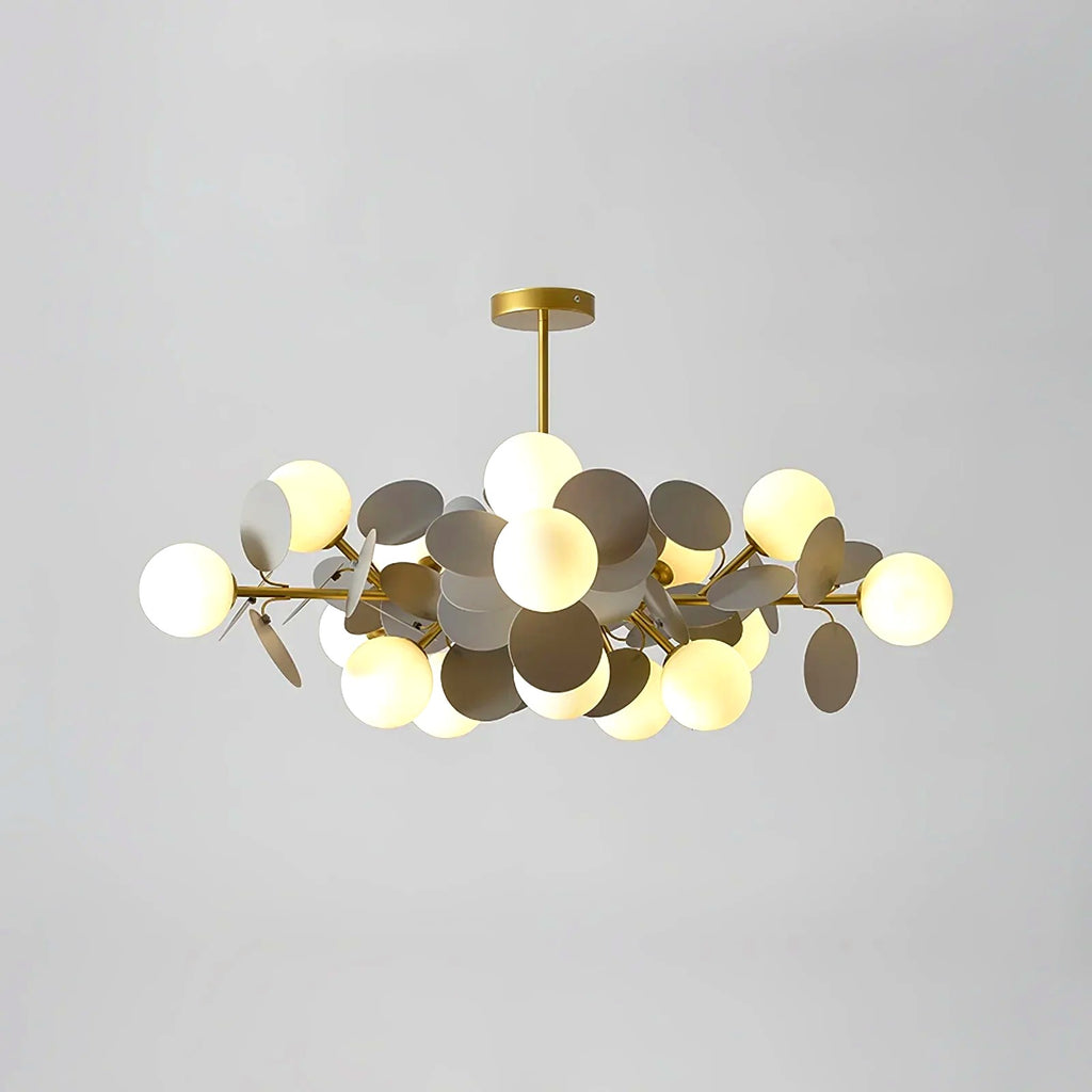 Plafonnier Branche Florale Design Verre Métal, Éclairage Décoratif