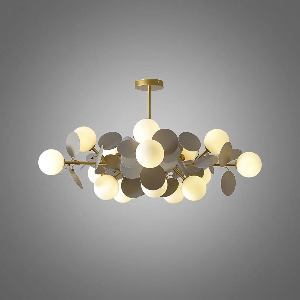 Plafonnier Branche Florale Design Verre Métal, Éclairage Décoratif