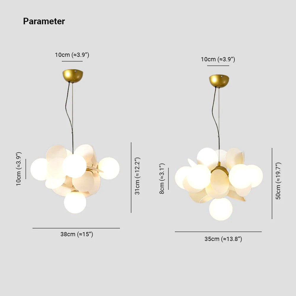 Plafonnier Branche Florale Design Verre Métal, Éclairage Décoratif
