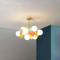 Plafonnier Branche Florale Design Verre Métal, Éclairage Décoratif
