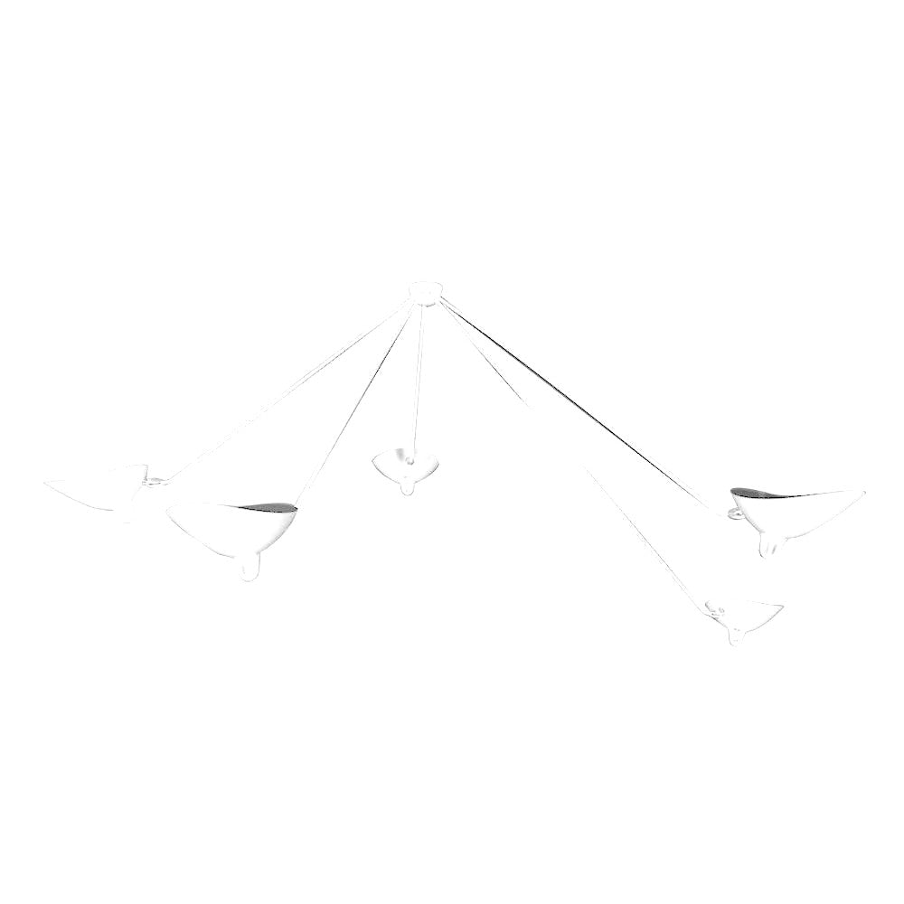 Plafonnier Bras Articulés Sculptural, Métal Aluminium Laiton Laqué