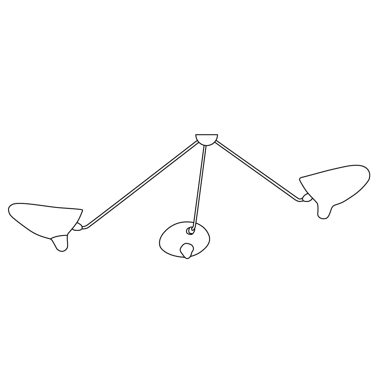 Plafonnier Bras Articulés Sculptural, Métal Aluminium Laiton Laqué