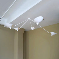 Plafonnier Bras Articulés Sculptural, Métal Aluminium Laiton Laqué