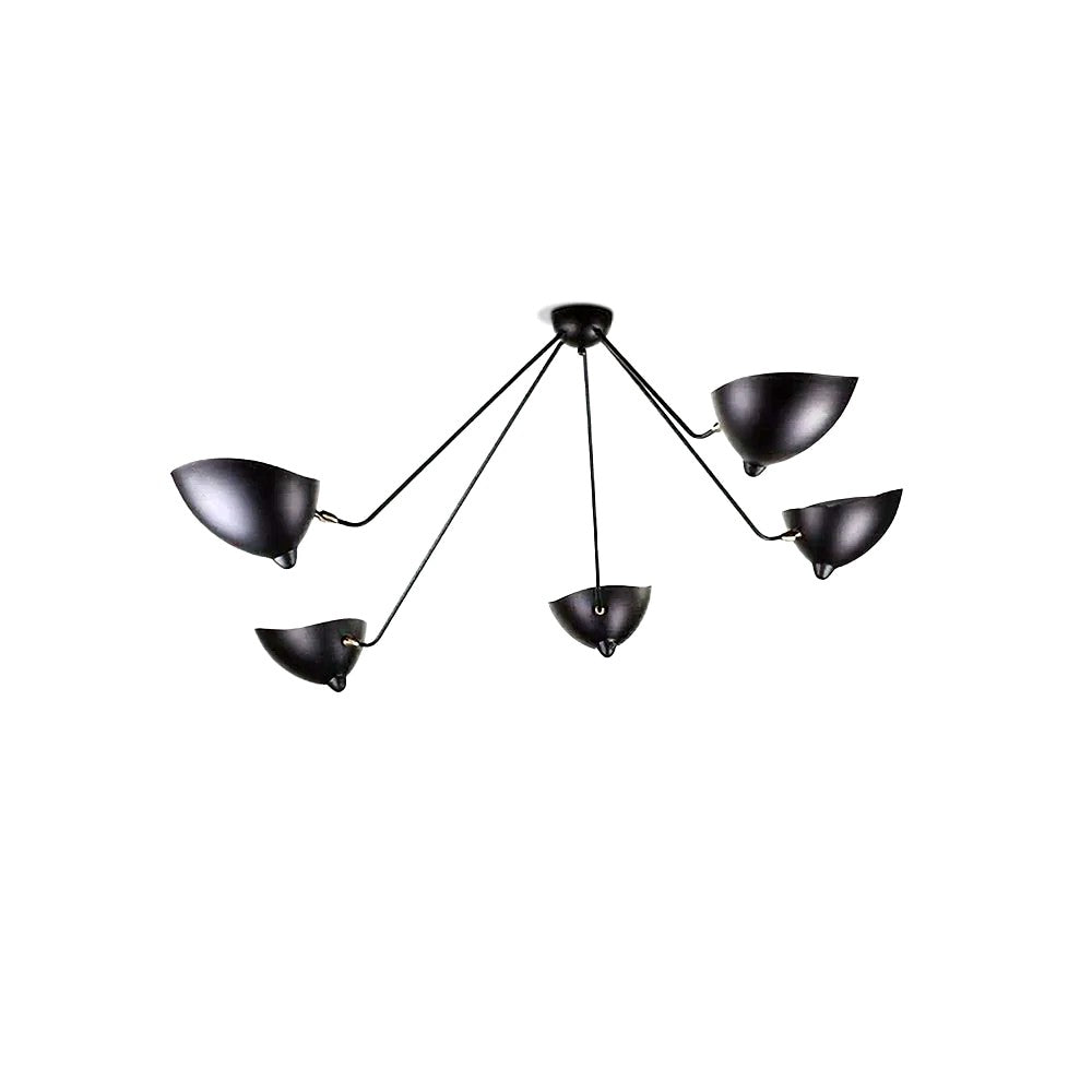 Plafonnier Bras Articulés Sculptural, Métal Aluminium Laiton Laqué