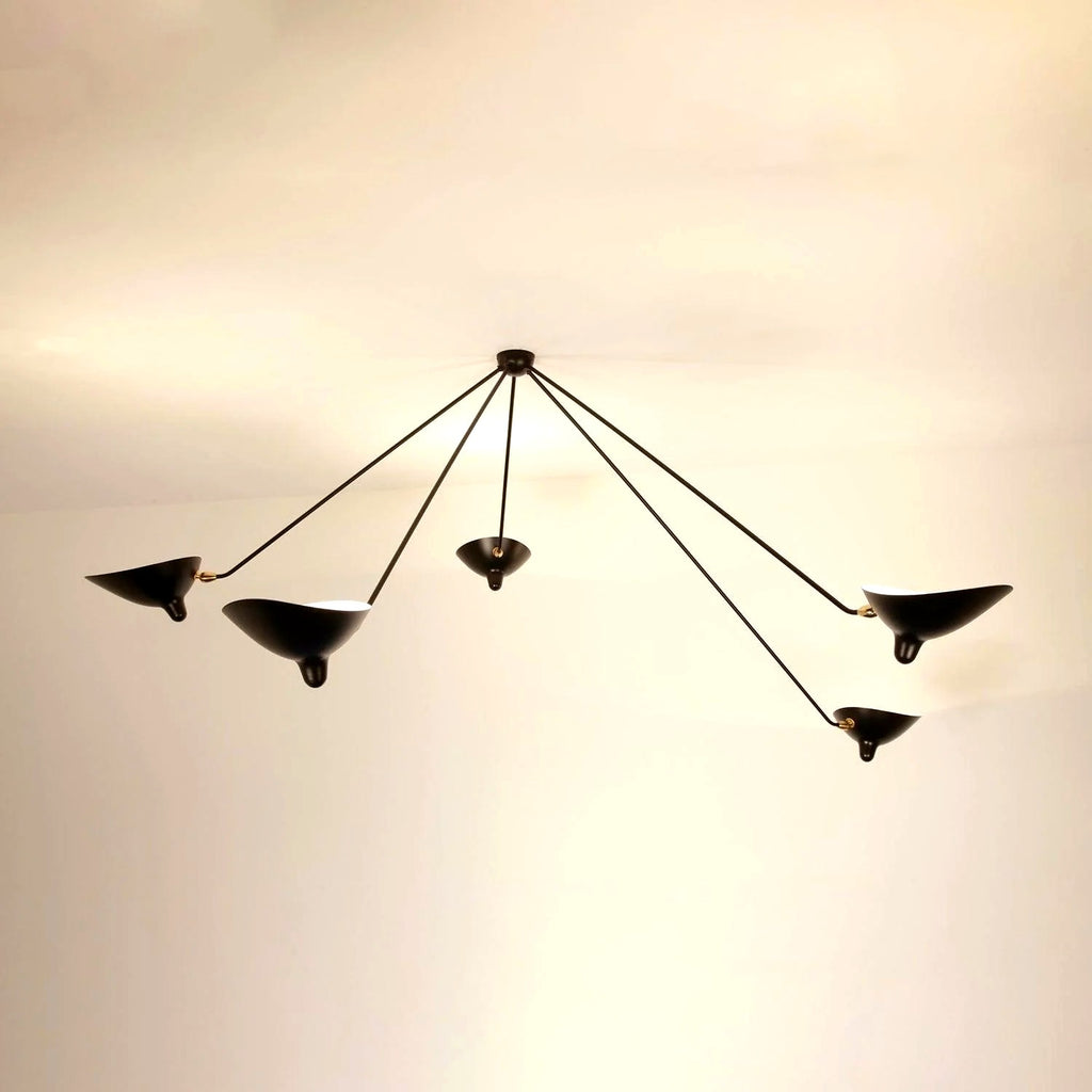 Plafonnier Bras Articulés Sculptural, Métal Aluminium Laiton Laqué