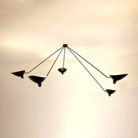 Plafonnier Bras Articulés Sculptural, Métal Aluminium Laiton Laqué