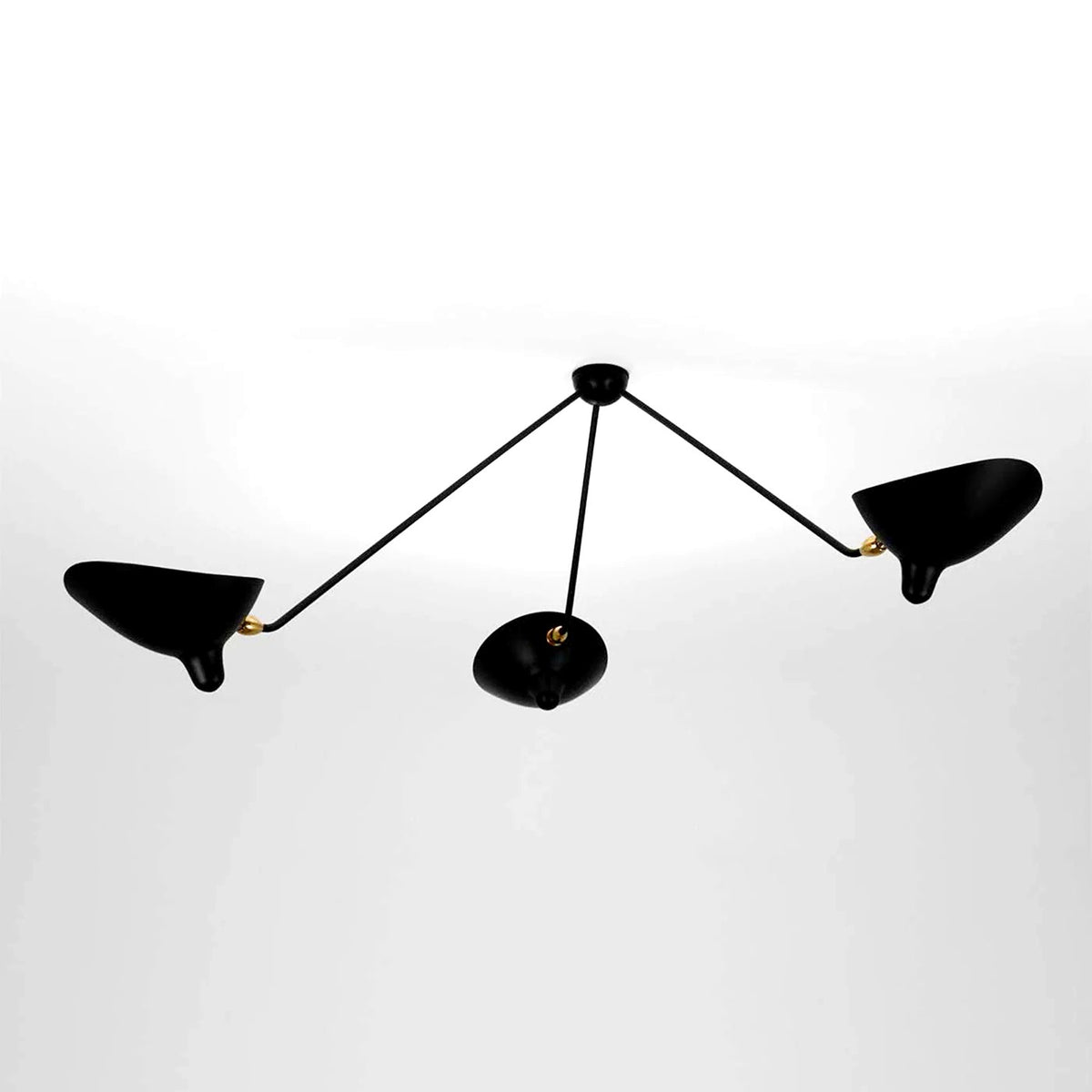 Plafonnier Bras Articulés Sculptural, Métal Aluminium Laiton Laqué