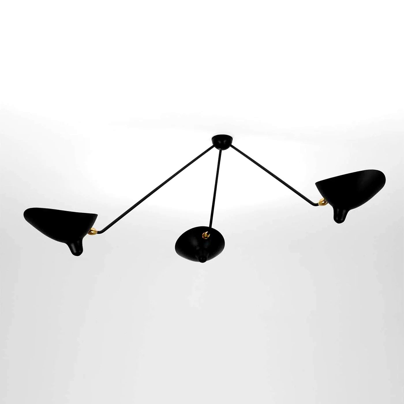 Plafonnier Bras Articulés Sculptural, Métal Aluminium Laiton Laqué