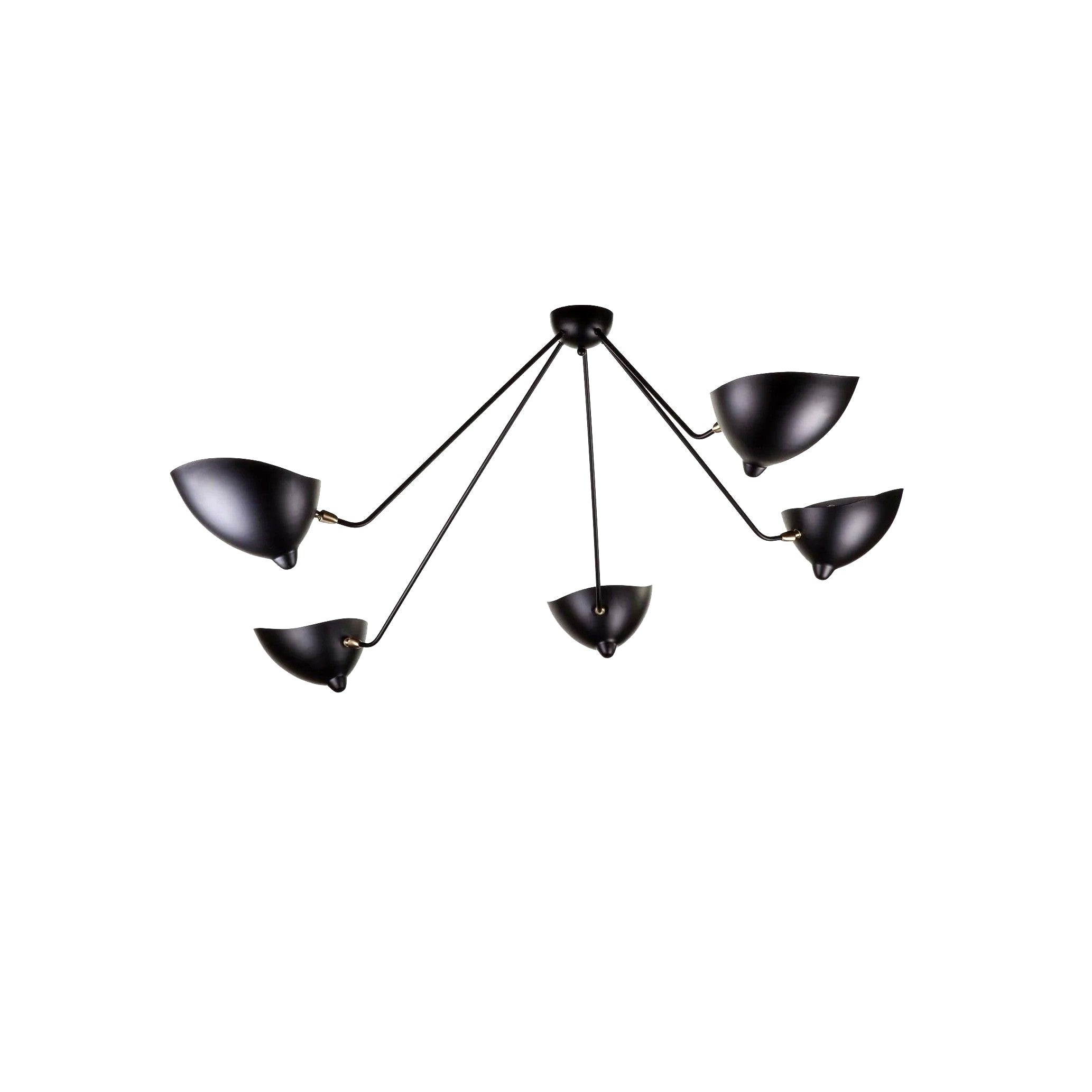 Plafonnier Bras Articulés Sculptural, Métal Aluminium Laiton Laqué