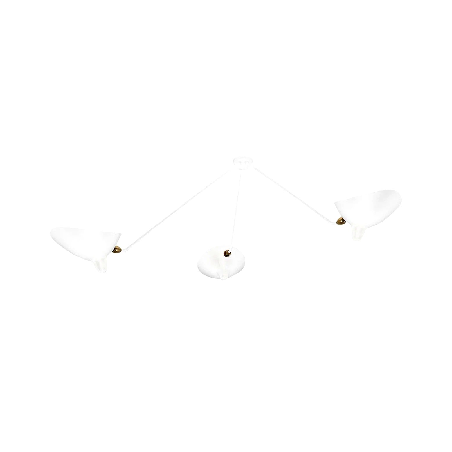 Plafonnier Bras Articulés Sculptural, Métal Aluminium Laiton Laqué