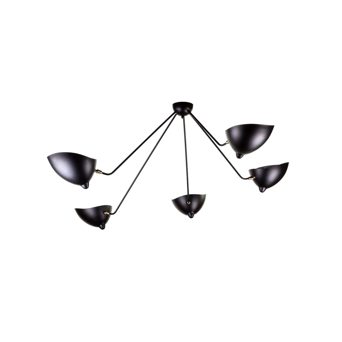 Plafonnier Bras Articulés Sculptural, Métal Aluminium Laiton Laqué