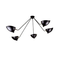 Plafonnier Bras Articulés Sculptural, Métal Aluminium Laiton Laqué