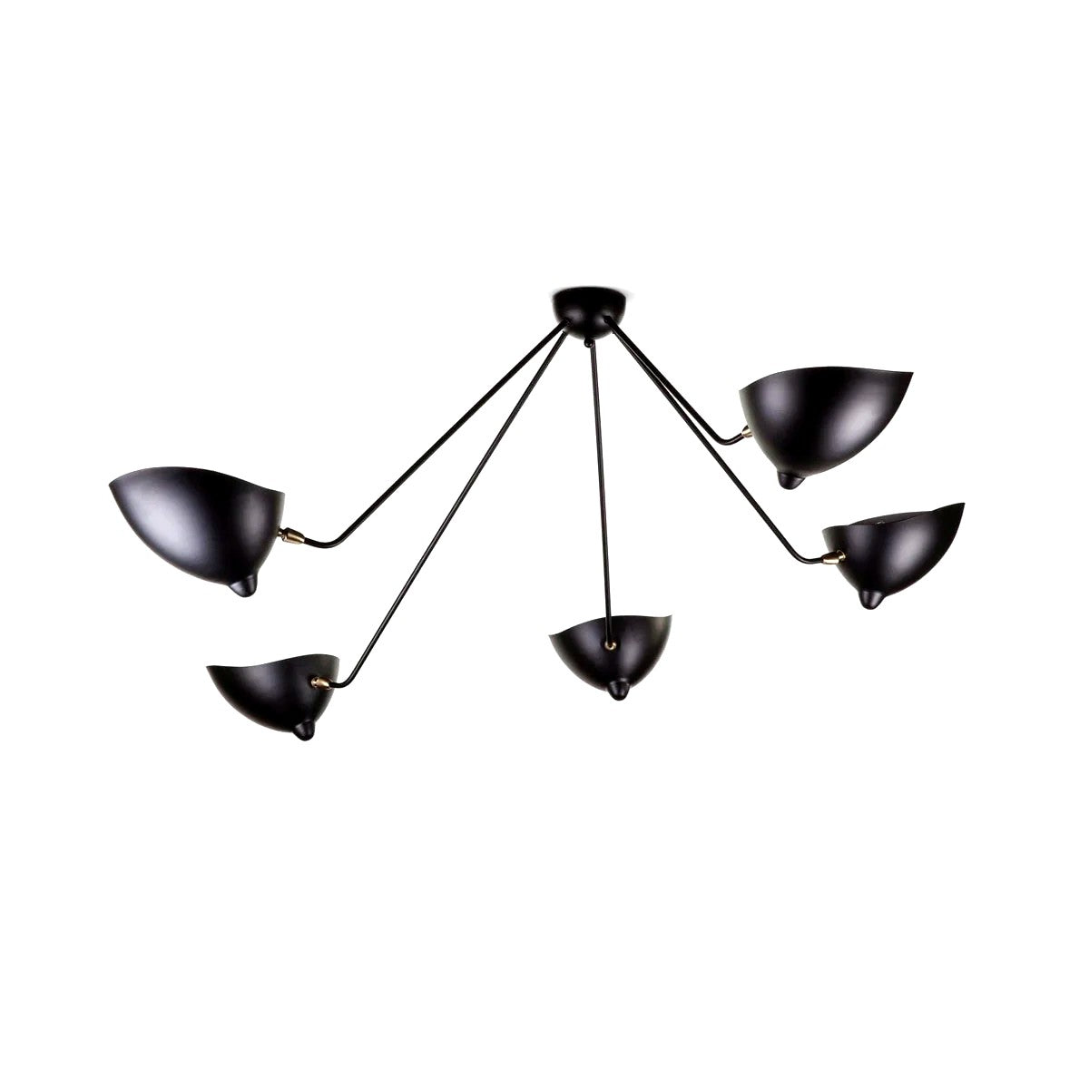 Plafonnier Bras Articulés Sculptural, Métal Aluminium Laiton Laqué