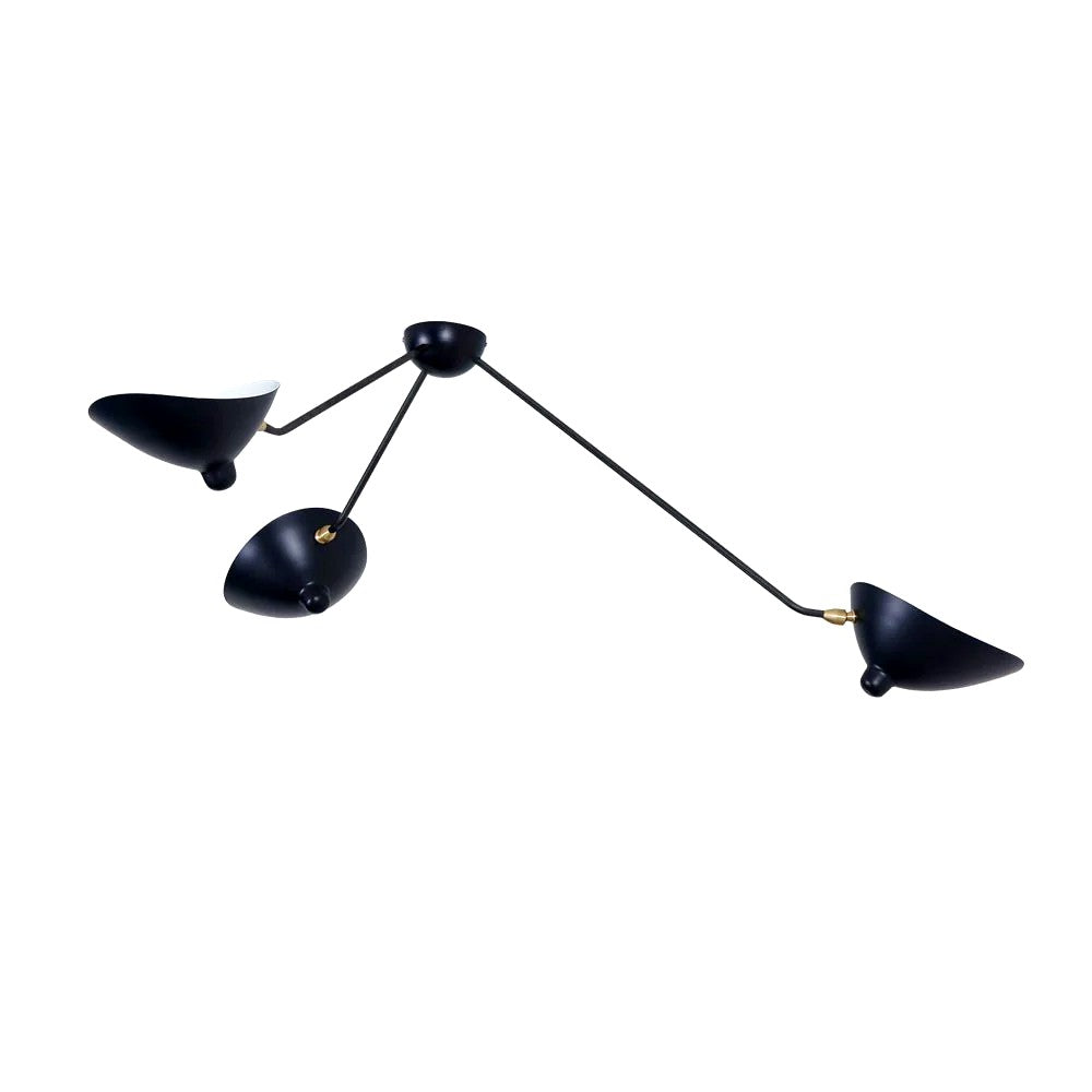 Plafonnier Bras Articulés Sculptural, Métal Aluminium Laiton Laqué