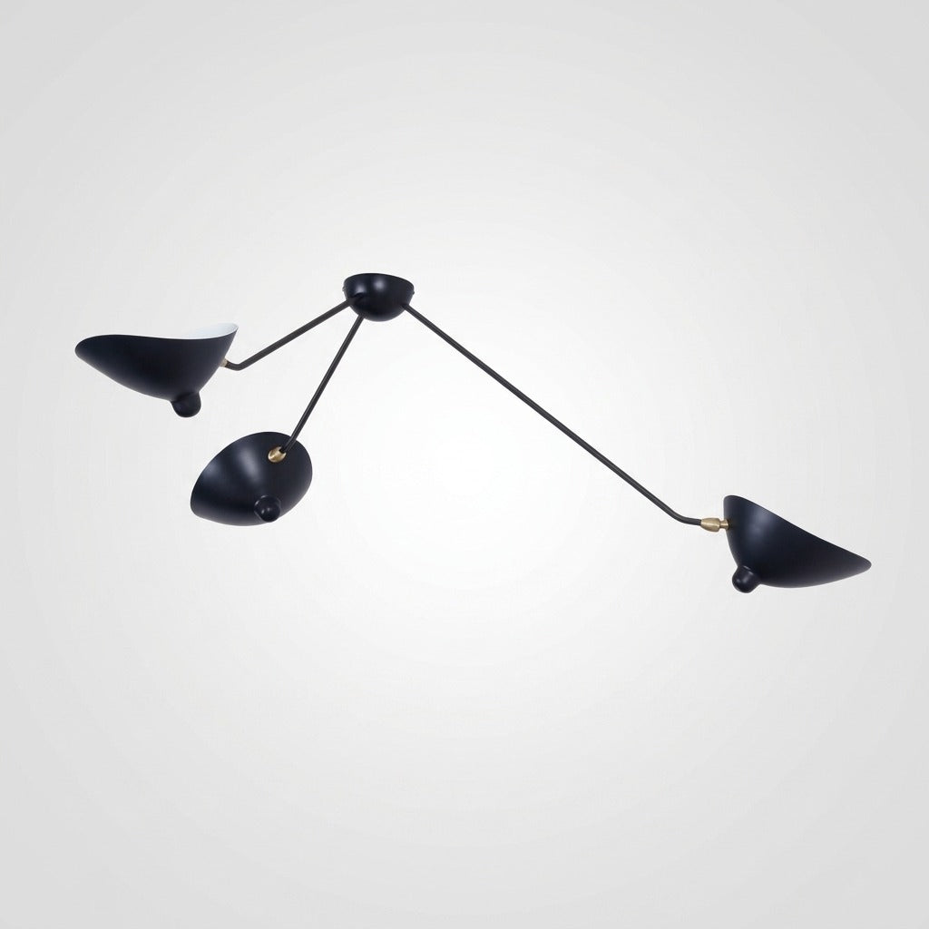 Plafonnier Bras Articulés Sculptural, Métal Aluminium Laiton Laqué