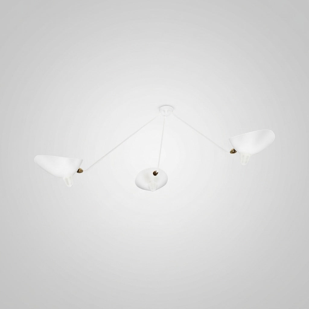 Plafonnier Bras Articulés Sculptural, Métal Aluminium Laiton Laqué