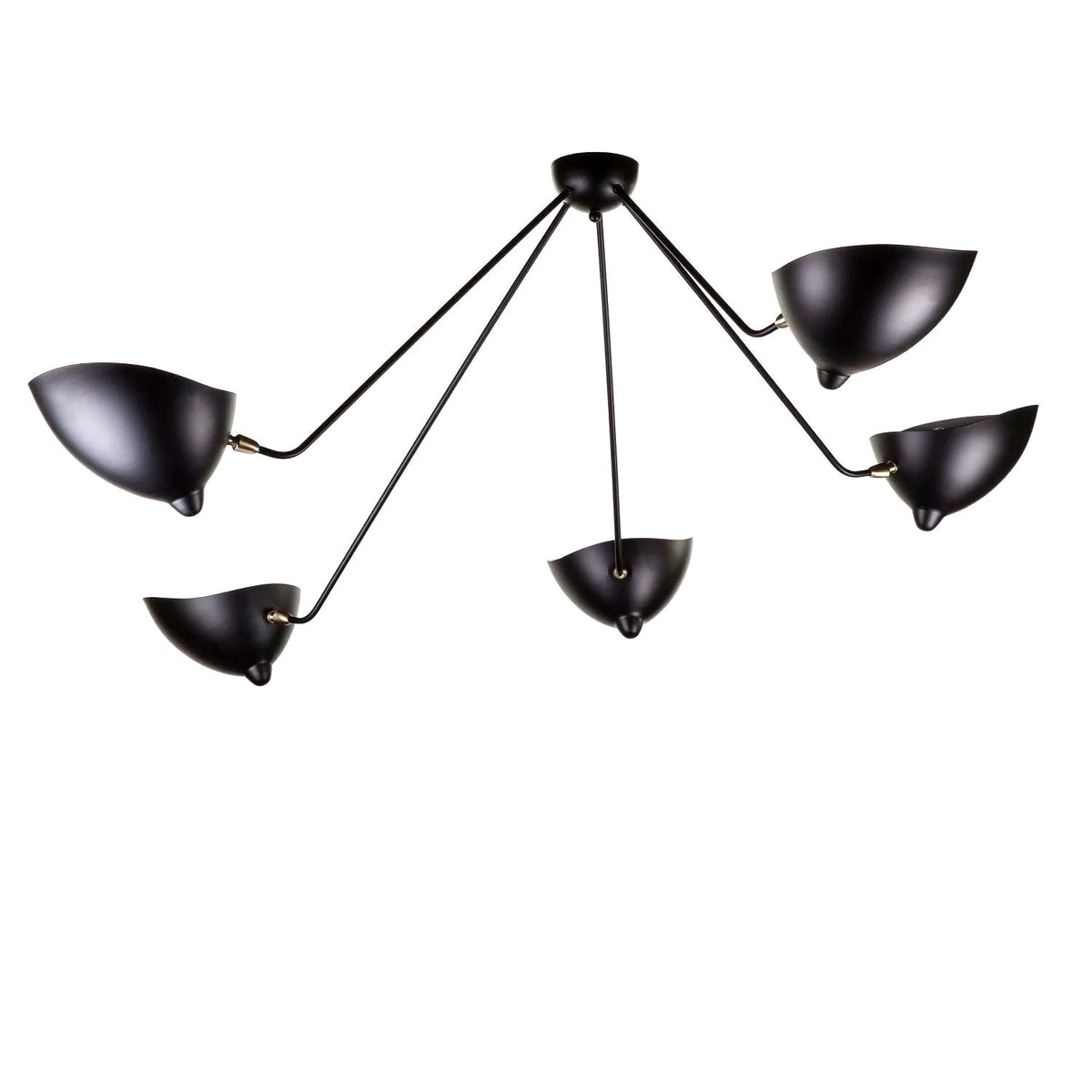 Plafonnier Bras Articulés Sculptural, Métal Aluminium Laiton Laqué