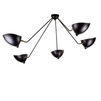 Plafonnier Bras Articulés Sculptural, Métal Aluminium Laiton Laqué