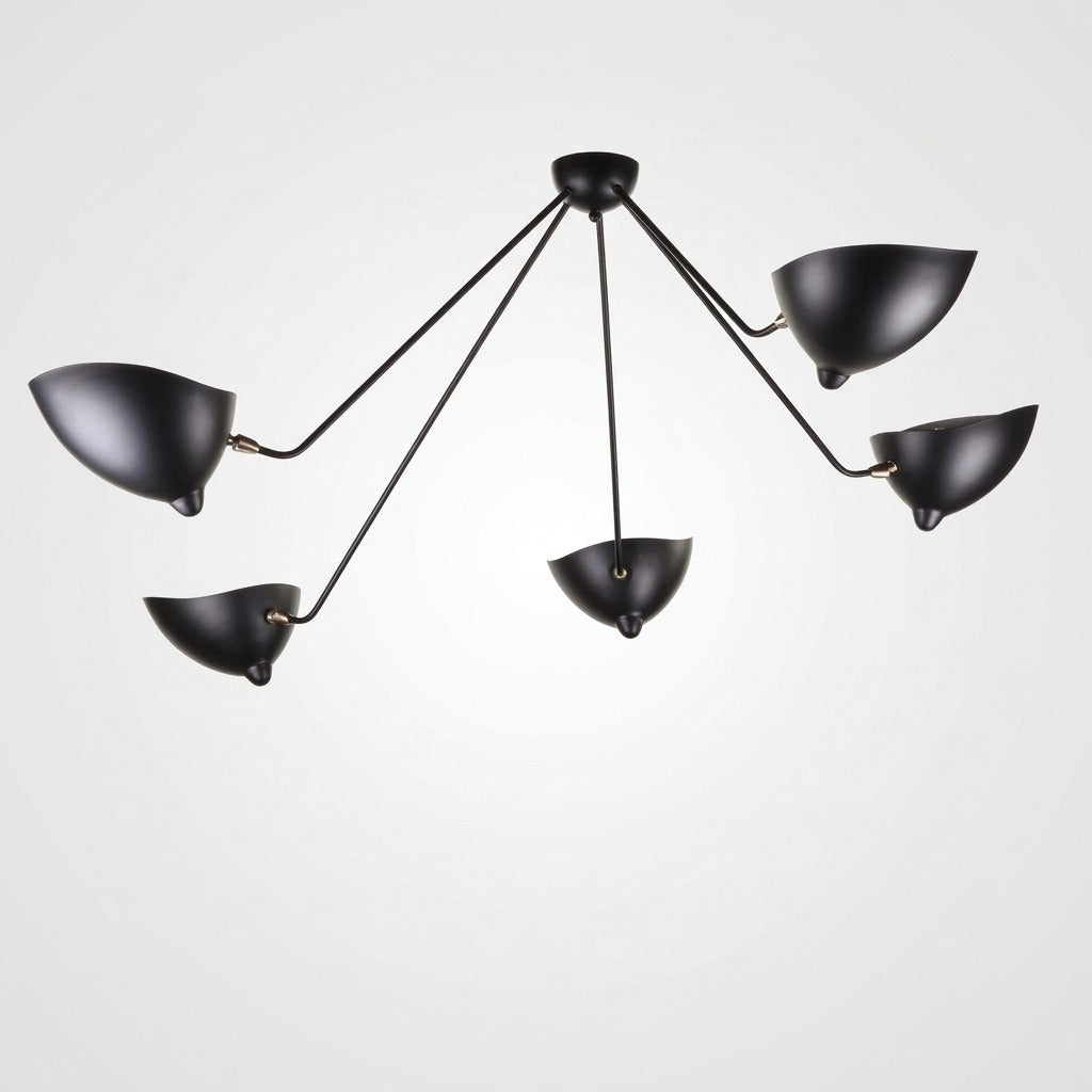 Plafonnier Bras Articulés Sculptural, Métal Aluminium Laiton Laqué