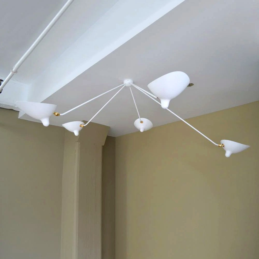 Plafonnier Bras Articulés Sculptural, Métal Aluminium Laiton Laqué